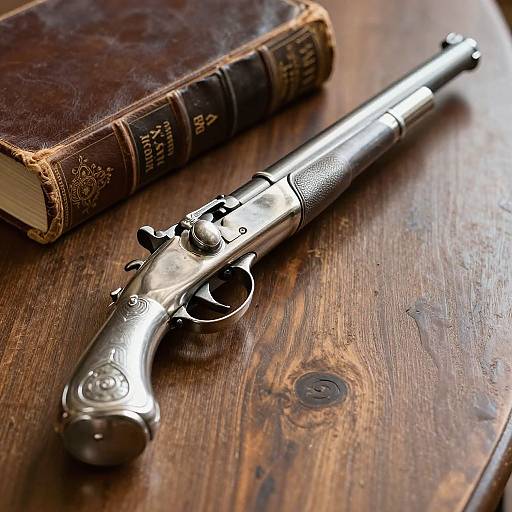 Silver Gun with Vintage Books