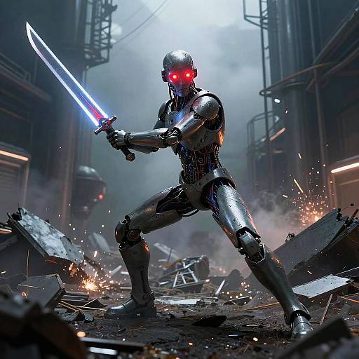 Cyberborg Wielding Plasma Blade