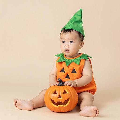 Curious Toddler in Halloween Costume