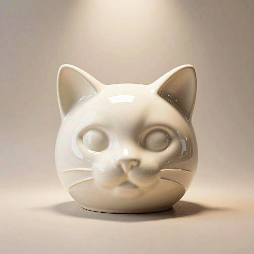 Glossy Ceramic Cat Face Emoji