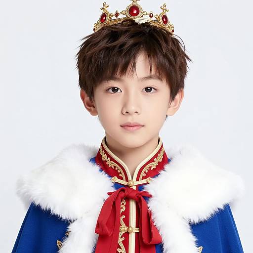 Crowned Boy in Regal Outfit