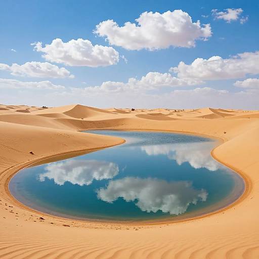 Serene Oasis in Desert Dunes