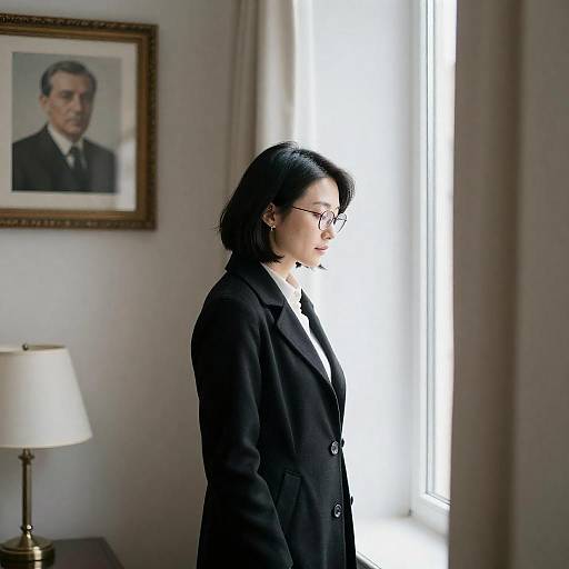 Woman in Profile by Bright Window