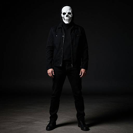 Man Wearing Skeleton Mask Outfit