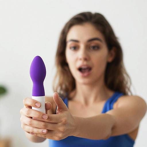 Young Woman Holding Purple Vibrator