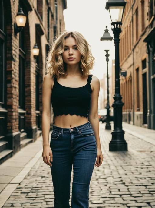 Cinematic Urban Scene with Young Woman