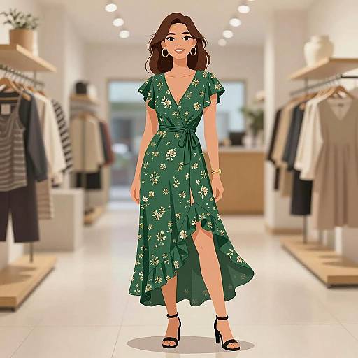 Bohemian Woman in Floral Maxi Dress