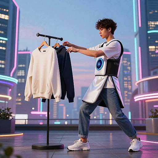 Futuristic Instant Clothes Transformation