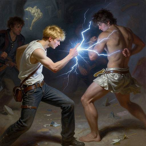Young Man Casting Lightning Bolts
