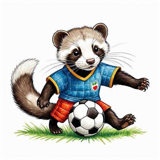 Cute Ferret Playing Soccer
