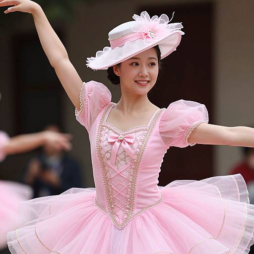 Elegant Pink Dancing Dress Close-Up