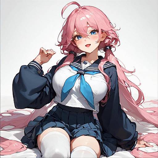 Pink Sailor Girl with Twintails