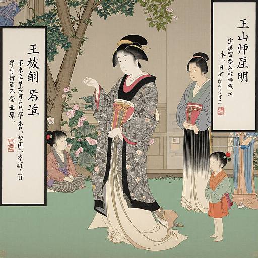 Traditional Japanese Noblewoman Painting