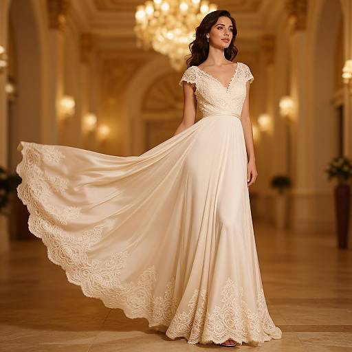Elegant Evening Gown in Luxurious Ballroom