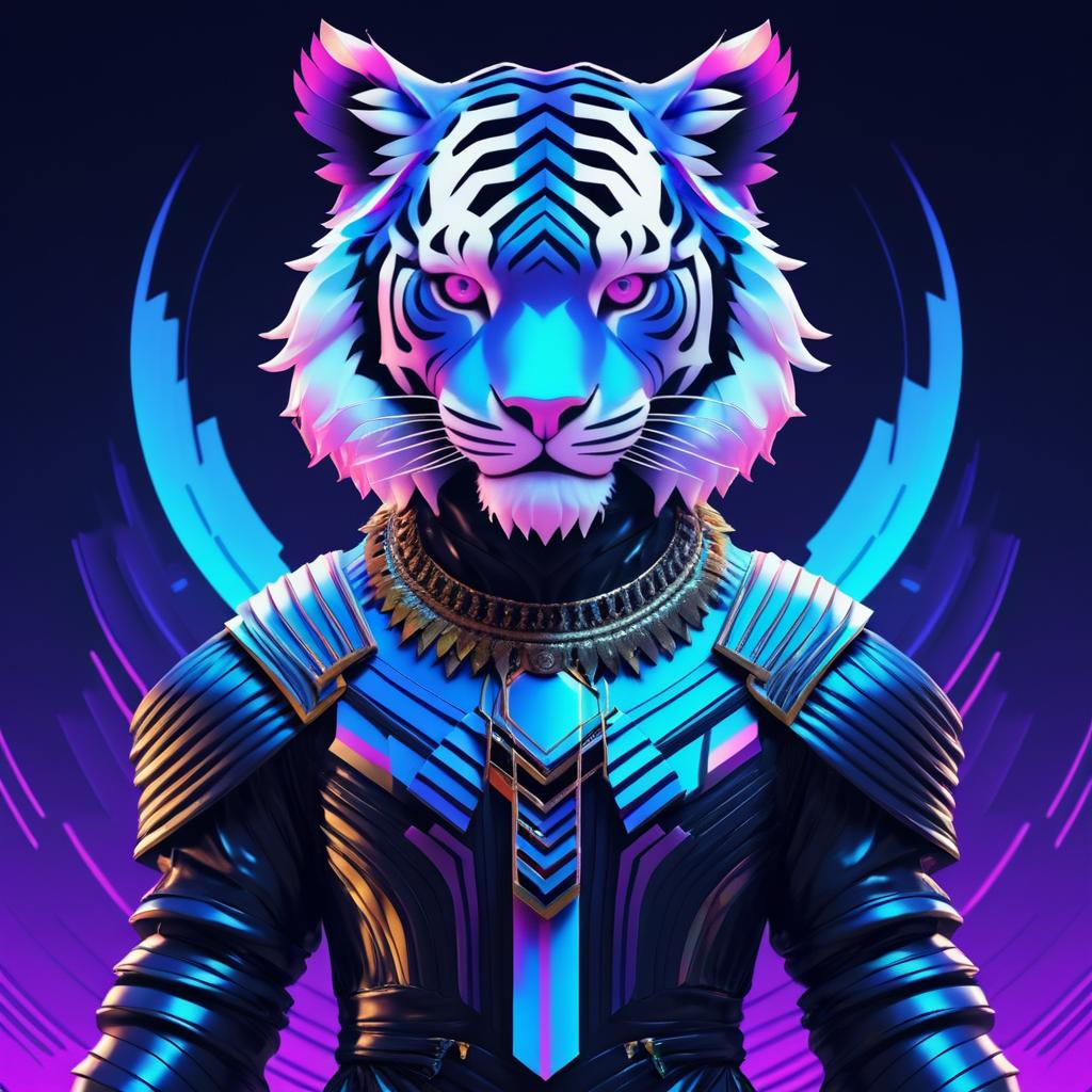 Glitchy Anthropomorphic Tiger Deity