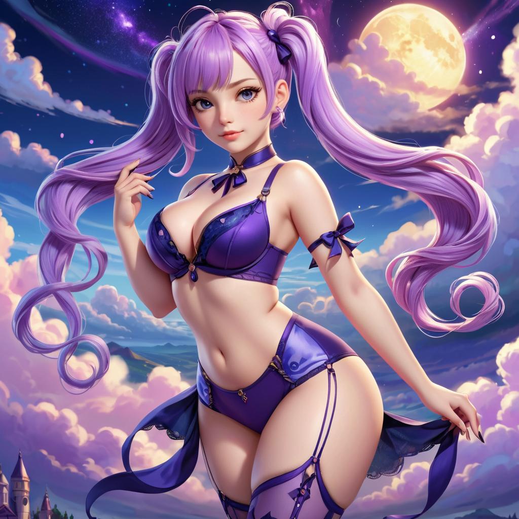 Enchanting Curvy Girl with Lavender Hair