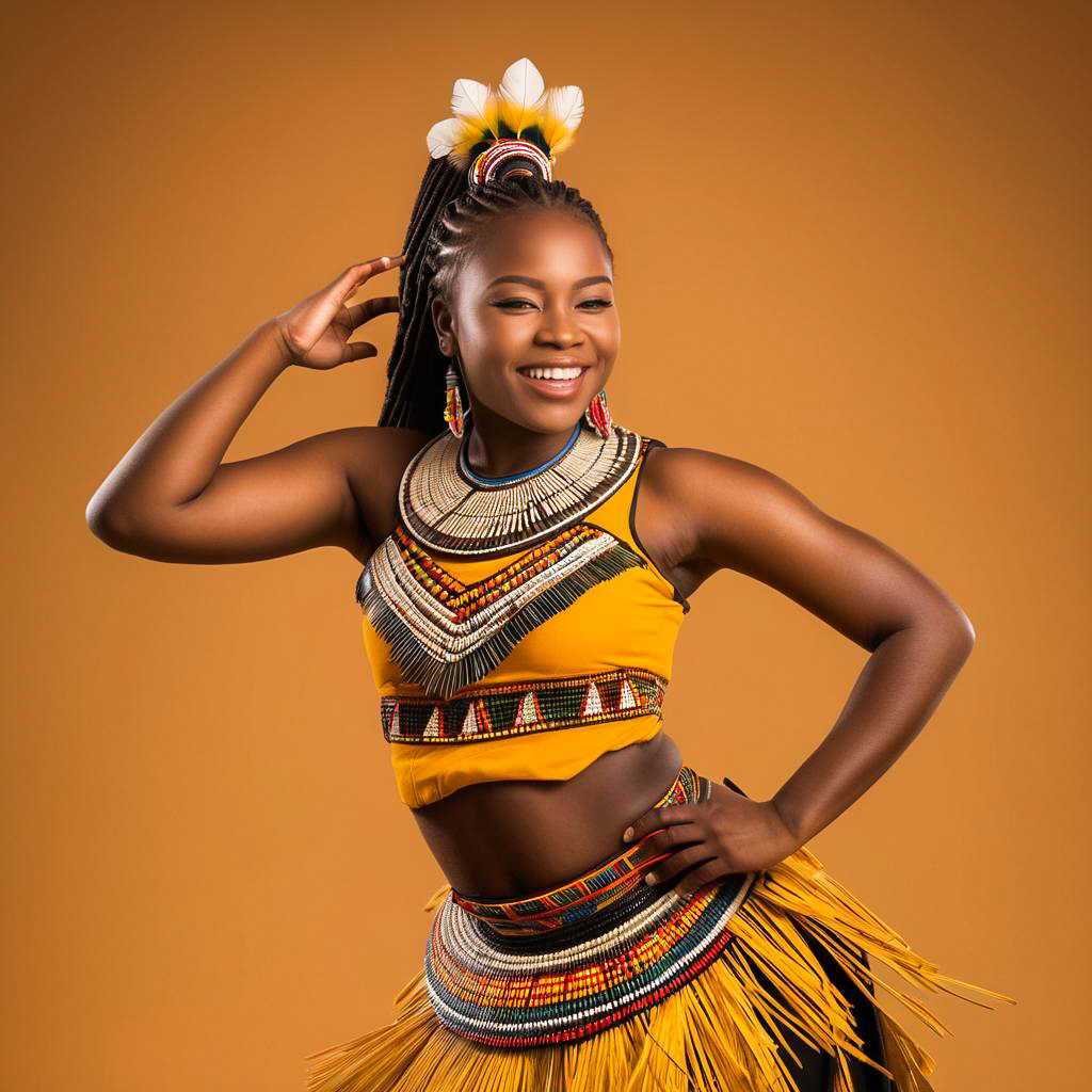 Joyful Zulu Girl in Traditional Dress