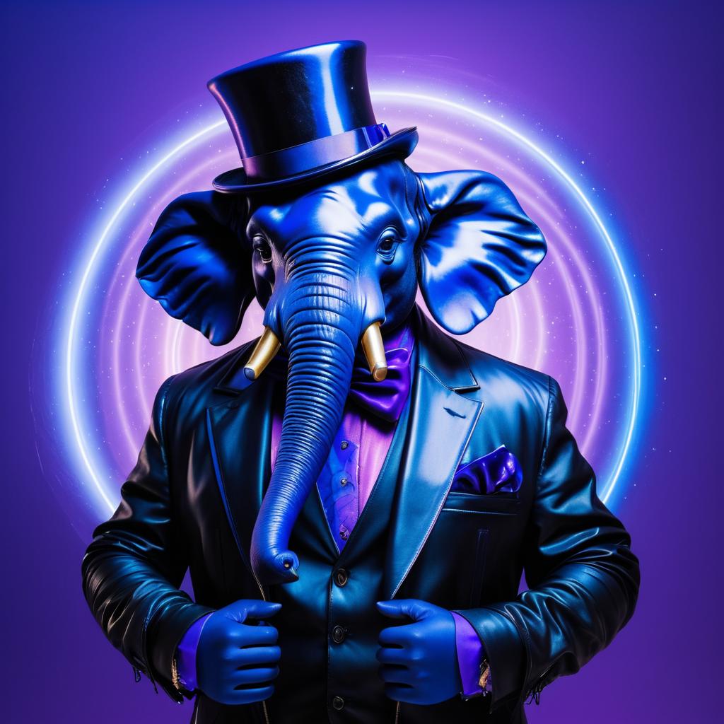 Stylish Elephant in Biker Attire Portrait