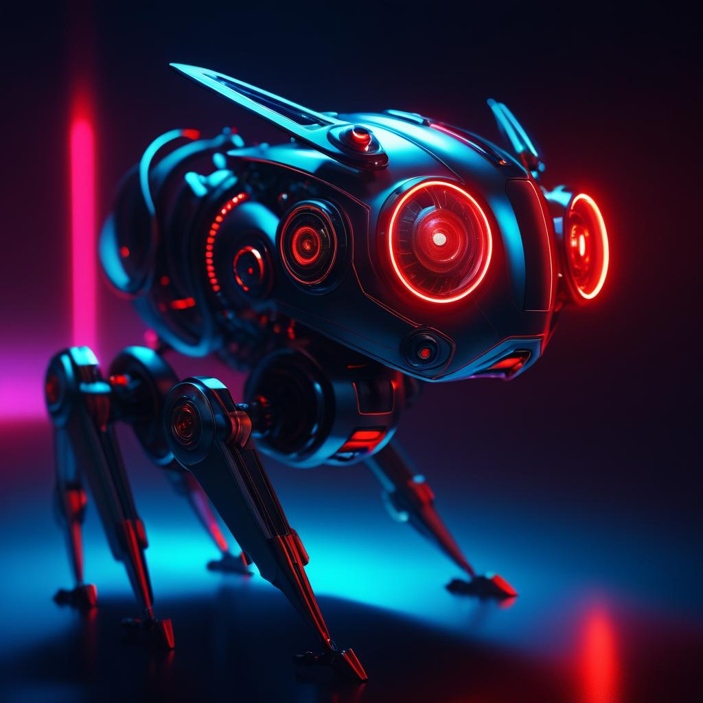 Cinematic Robotic Creature with Neon Glow