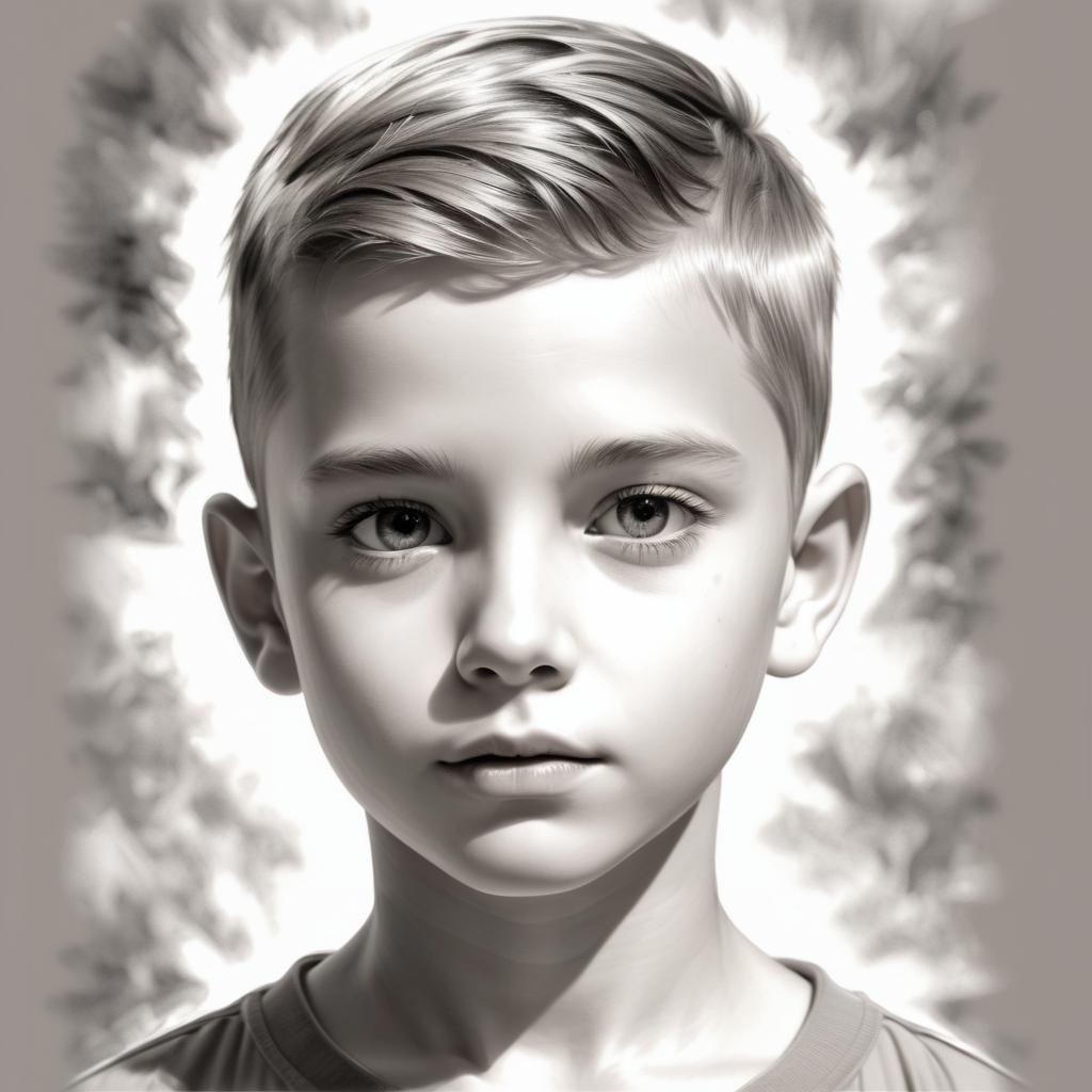 Detailed Pencil Sketch of a Young Boy