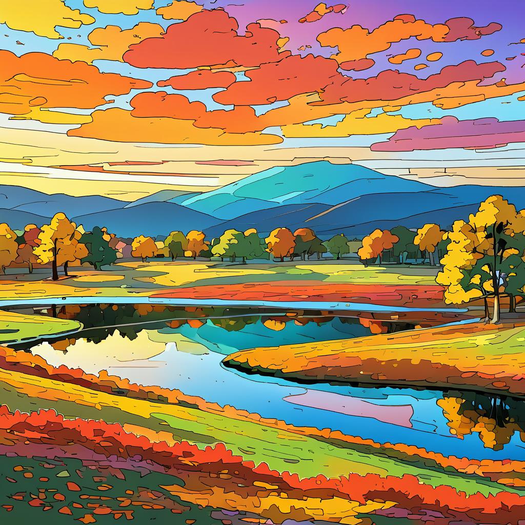 Vibrant Autumn Highland Pasture Scene