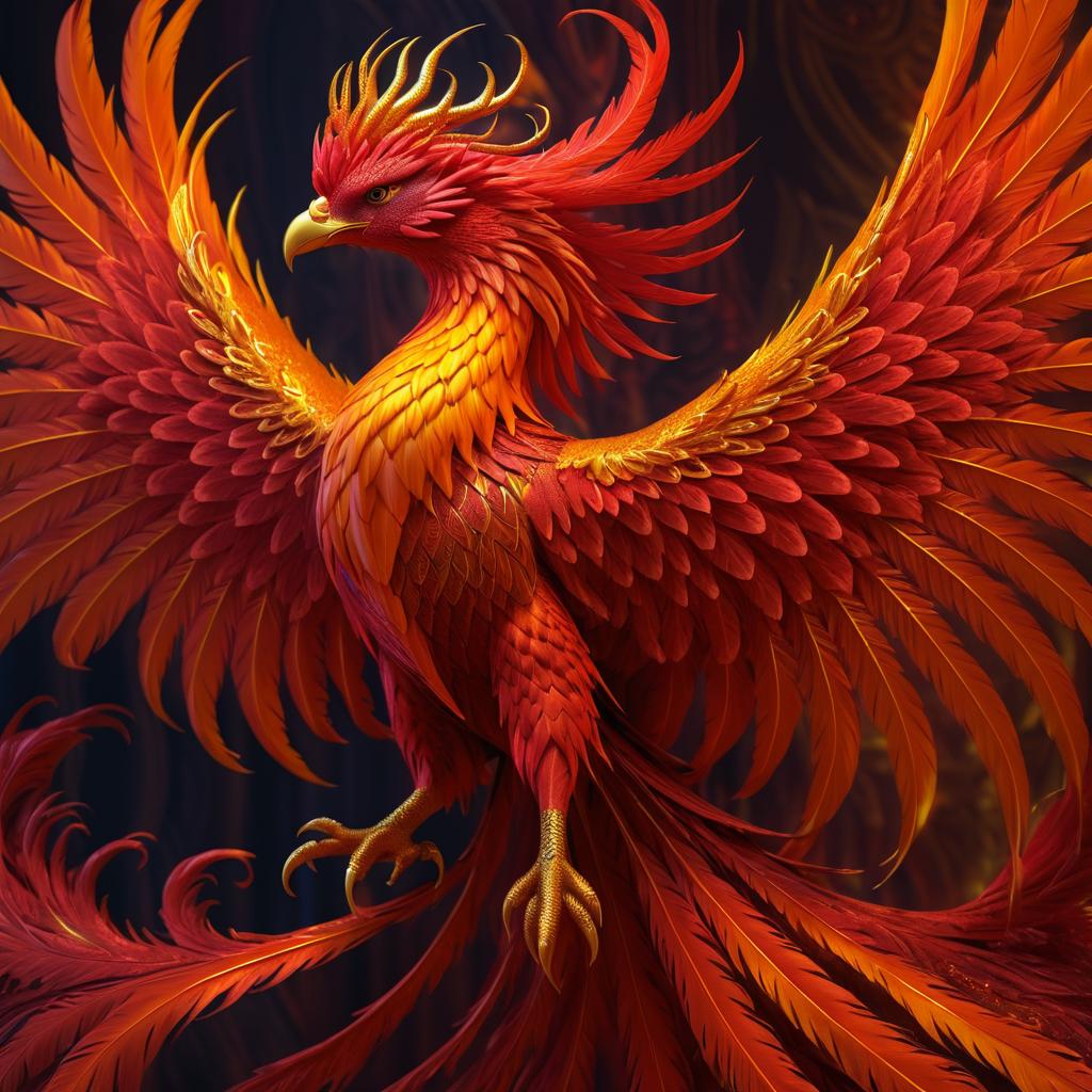 Majestic Phoenix with Fiery Plumage