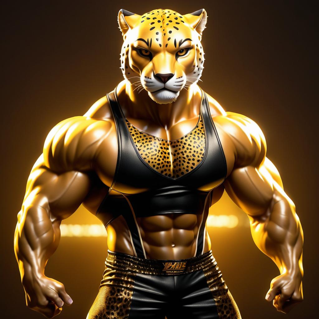 Muscular Anthropomorphic Cheetah in Gym