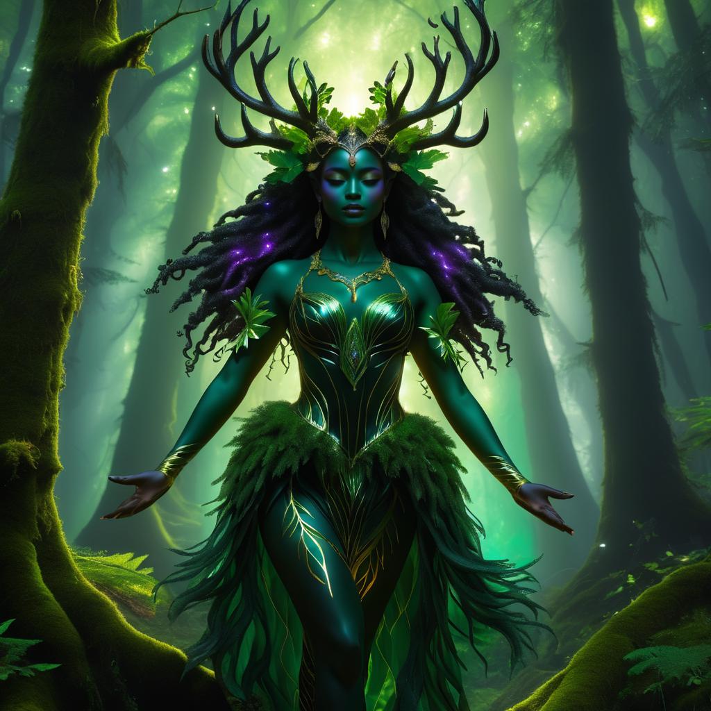 Enchanting Faun in Twilight Forest Setting