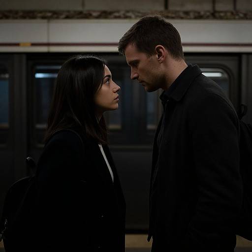 Silent Subway Encounter at Night