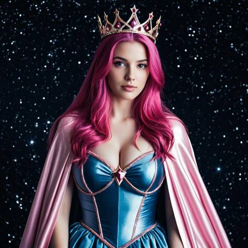 Space Princess with Pink Hair and Crown