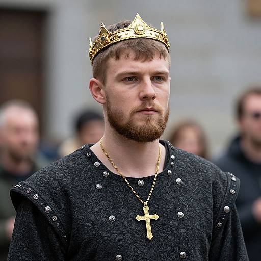 Medieval Nobleman Portrait with Crown