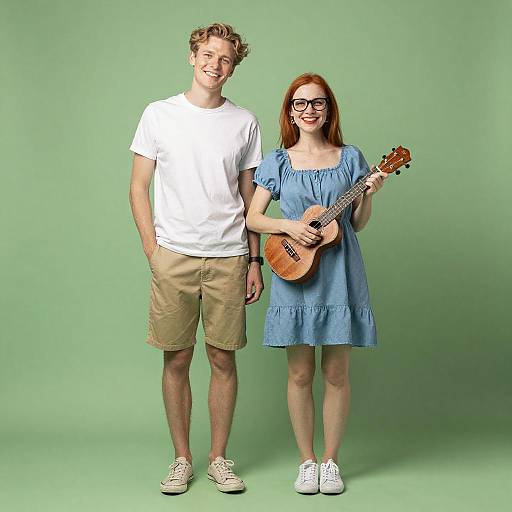 Joyful Couple with Ukulele Portrait