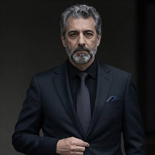 Serious Middle-Aged Man in Dark Suit