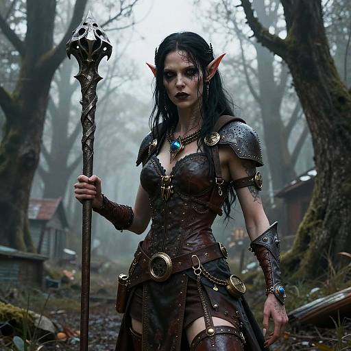 D&D Horror Female Orc with Iron Staff