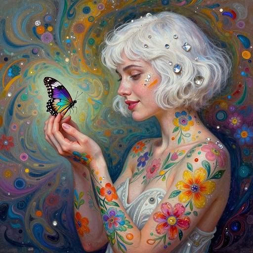 Surreal Fractal Woman with Butterfly