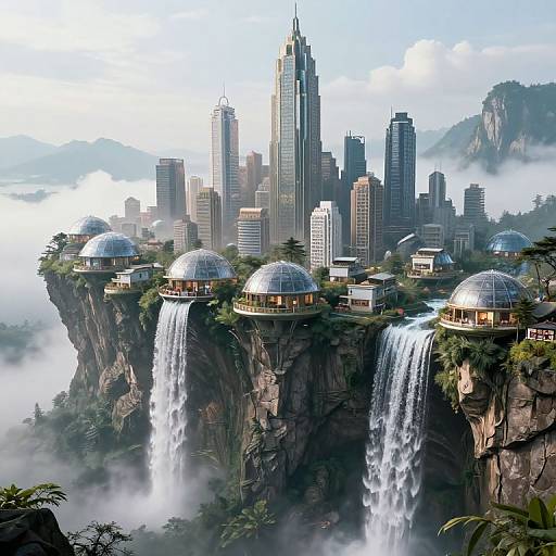 Futuristic Cliffside Dome City