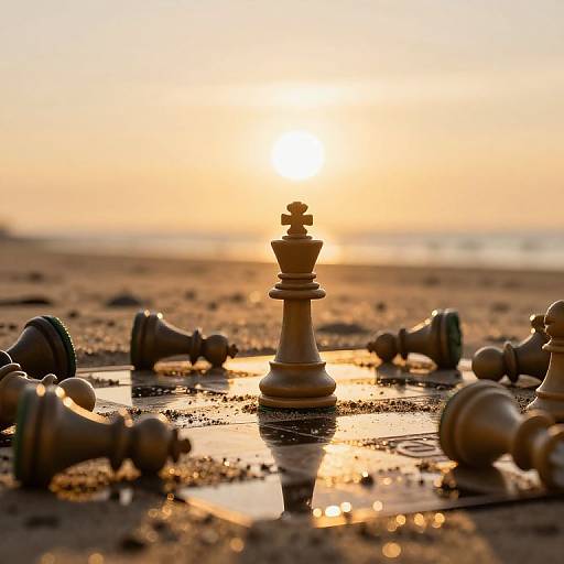 Solitary Chess King at Sunset