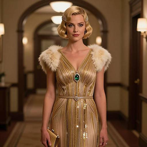 Elegant Woman in 1920s Vintage Dress