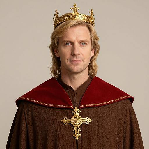 Blonde King in Royal Robe