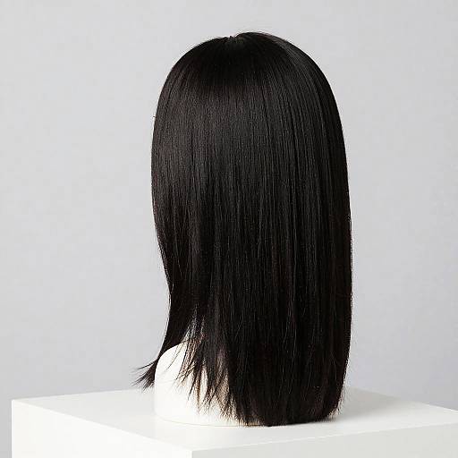 Sleek Jet Black Full Bottom Wig