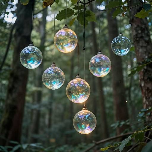 Celestial Glass Orbs in Forest