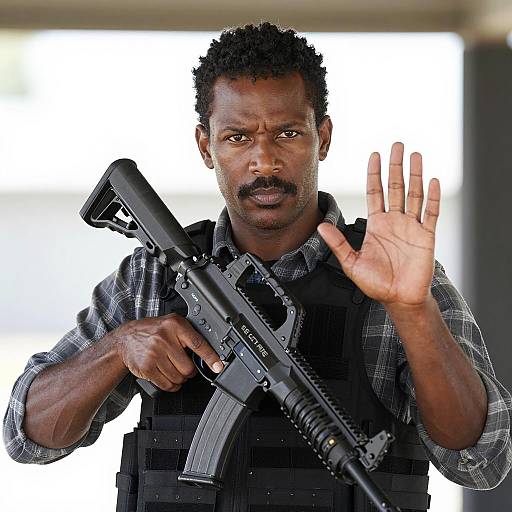 Defensive Stance of a Black Man