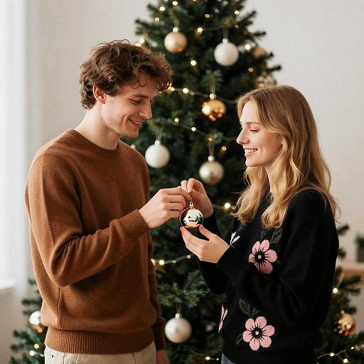 Festive Couple Celebrating Christmas Cheer