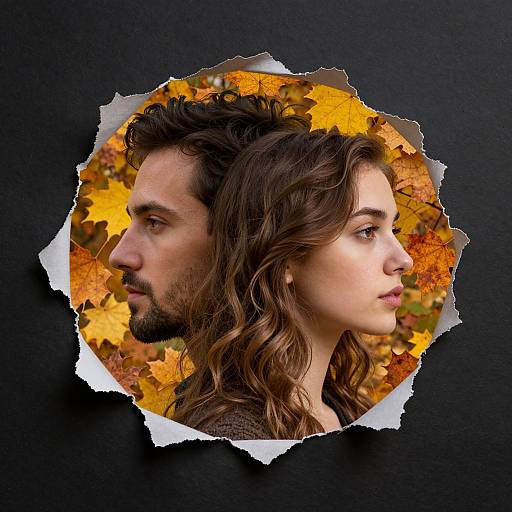 Intertwined Faces with Autumn Tear