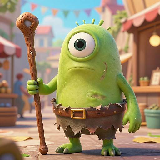 One-Eyed Green Monster in Marketplace