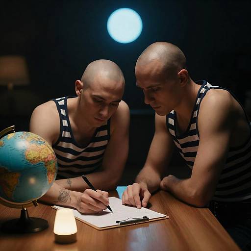 Bald Men Engaged in Deep Discussion