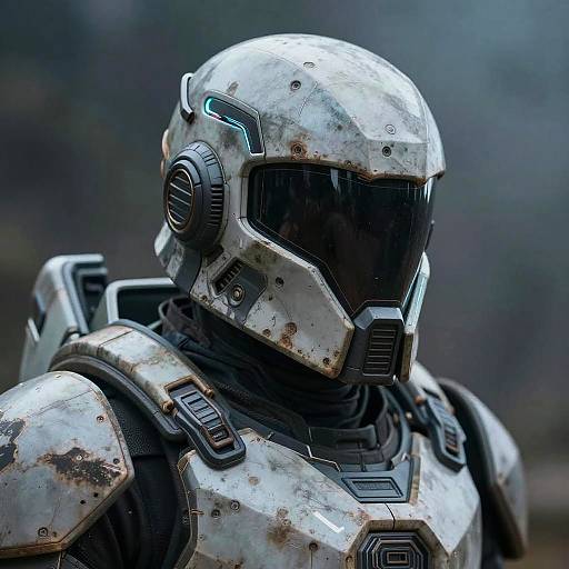 Closeup of Weathered Quarian Helmet