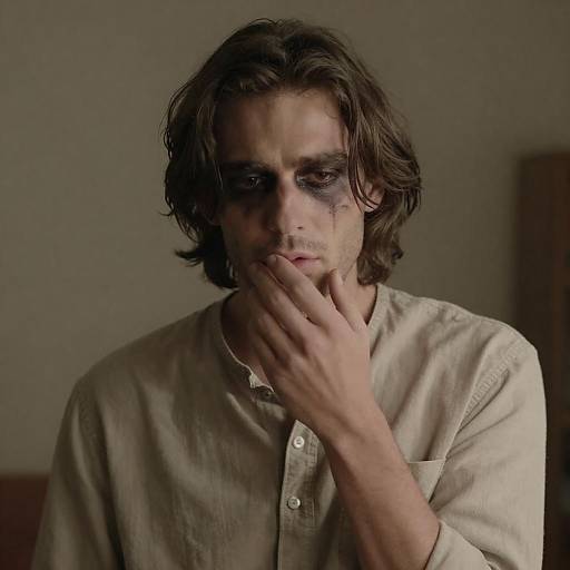 Somber Portrait of a Disheveled Man