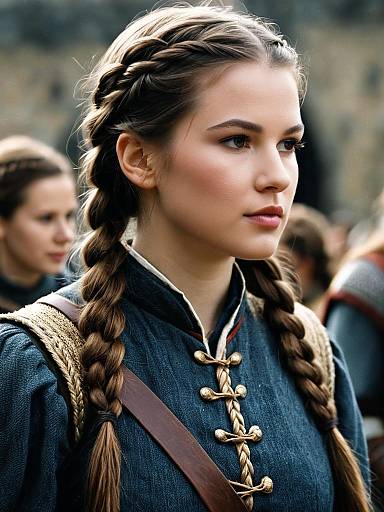 Medieval Woman in Braided Hair Costume