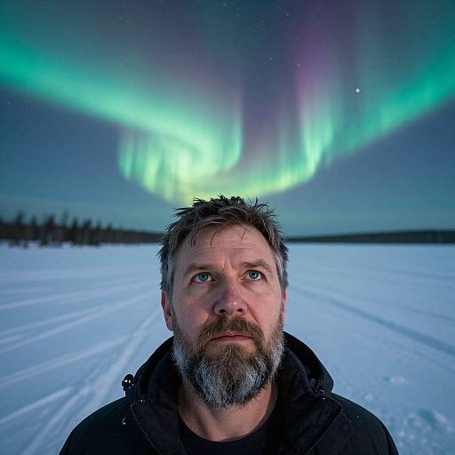 Aurora Borealis Portrait of Slavic Man